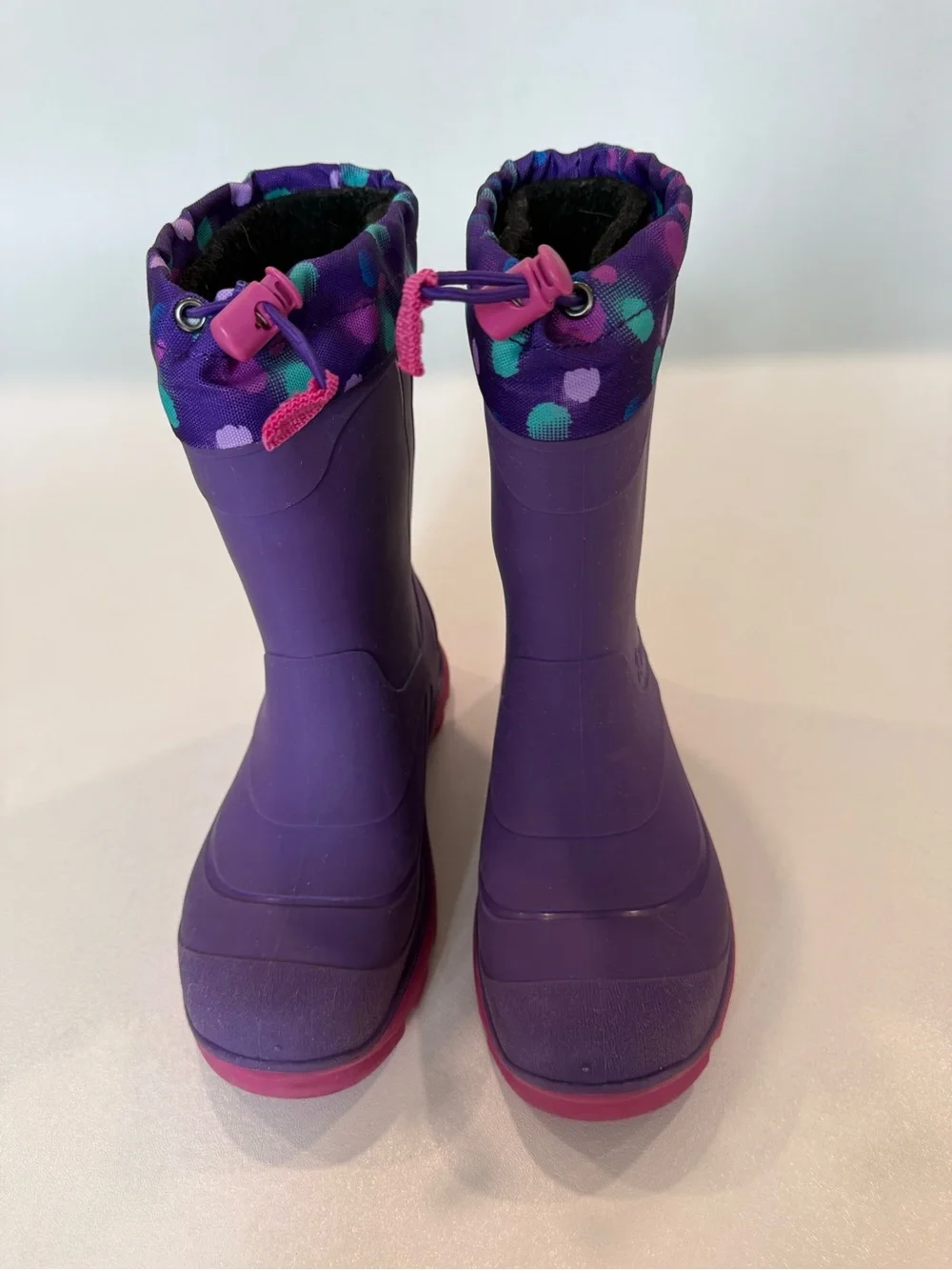 Kamik Snobuster 2 Winter Snow Boots Girls Size 4 Purple Pink Polka Dot